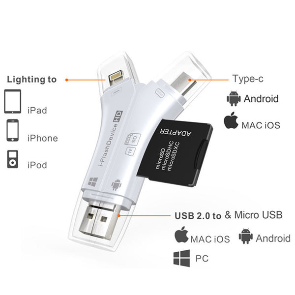 Mobile Phone Card Reader TF SD Multifunctional Four In One Universal ...
