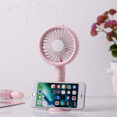 3 In 1 5V Mini USB Handheld Desktop Fan 3 Modes Cooling Wind Speed LED Light Phone Holder