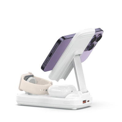 Three-in-one Magsafe Wireless Fast Charging Folding Mobile Phone Magnetic Bracket Vertical Power Bank