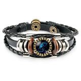Zodiac Sign Bracelets For Women Men 12 Constellation Beaded Hand Woven PU Leather Bracelets