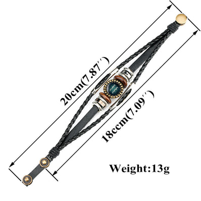Multilayer Leather Bracelet 12 Constellation Zodiac Sign Men Braided Bracelets