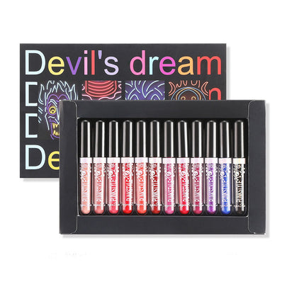 12Pcs Liquid Lipstick Set Halloween Makeup Diamond Symphony Lip Gloss Long Lasting Moisturizing Lip Glaze Glitter Cosmetic