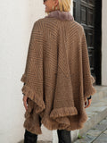 Autumn And Winter New Luxury Wool Collar Tassel Shawl Sweater Cloak