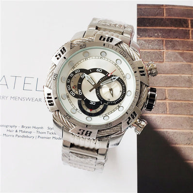 Large Dial Steel Band Full-Featured Quartz Watch