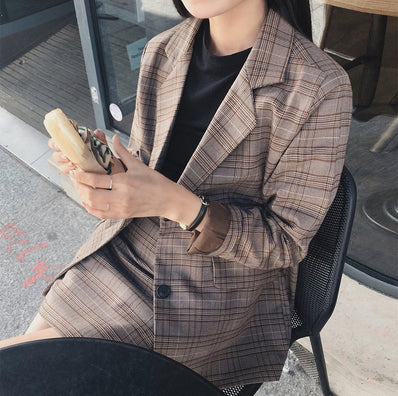 Fashion Women's Retro Checkered Suit Skirt