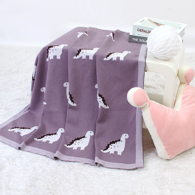 Cartoon Little Dinosaur Knitted  Blanket Quilt