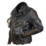 Leather Self-cultivation Multi Pocket Zipper Jacket