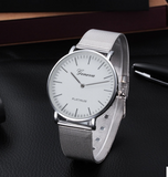 Fashion and trend net steel band Geneva men and women watches.