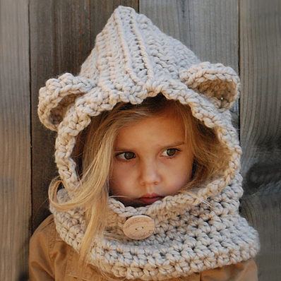 Handmade Kids Winter Hats Wrap Bear Scarf Caps