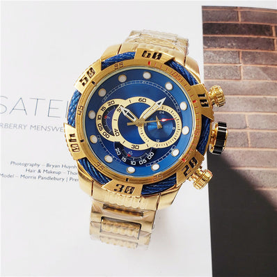 Large Dial Steel Band Full-Featured Quartz Watch