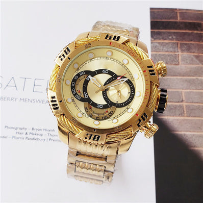 Large Dial Steel Band Full-Featured Quartz Watch