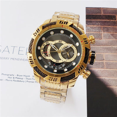 Large Dial Steel Band Full-Featured Quartz Watch