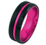 Black Tungsten and Hot Pink Stripe Ring