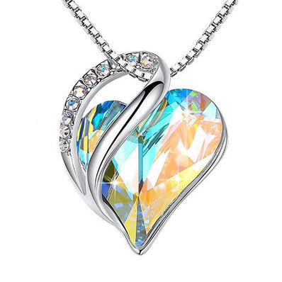 Sliver Heart Shaped Geometric Necklace Jewelry Women