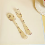 Floral Plaid Decorative Plate Flower Acrylic Spoon