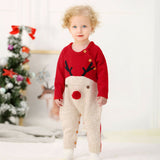 Knitted cartoon fawn romper Christmas sweater