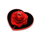 3D Box Heart-shaped Rose Flower Rotating Ring Box Valentines Day Gift
