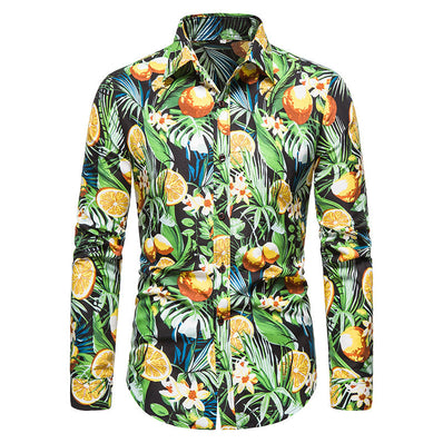 Men's Casual Long Sleeved Floral print Shirt