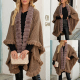 Autumn And Winter New Luxury Wool Collar Tassel Shawl Sweater Cloak