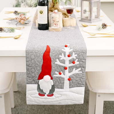 Christmas Gnome Plush Doll Gray Table Runner