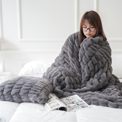 Faux Fur Blanket Soft Pack Elastic Tie-dye