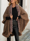 Autumn And Winter New Luxury Wool Collar Tassel Shawl Sweater Cloak