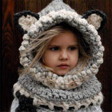 Handmade Kids Winter Hats Wrap Bear Scarf Caps