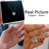 Sliver Heart Shaped Geometric Necklace Jewelry Women