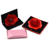 3D Box Heart-shaped Rose Flower Rotating Ring Box Valentines Day Gift