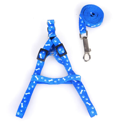 Pets Adjustable Collar Printed Harness & Leash
