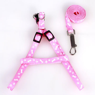 Pets Adjustable Collar Printed Harness & Leash