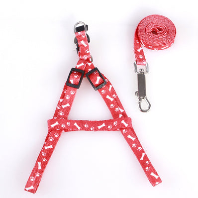Pets Adjustable Collar Printed Harness & Leash