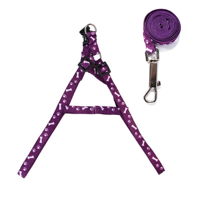 Pets Adjustable Collar Printed Harness & Leash