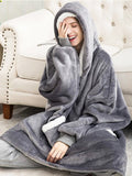 Hooded Winter Soft Plush Fleece Sofa Blanket