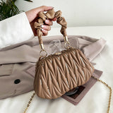 Fashion Chain Pleated Portable Messenger Bag