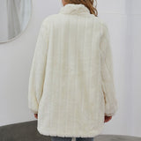 White Winter Floral Jacket Women