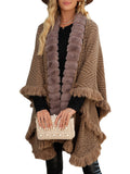 Autumn And Winter New Luxury Wool Collar Tassel Shawl Sweater Cloak