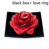 3D Box Heart-shaped Rose Flower Rotating Ring Box Valentines Day Gift