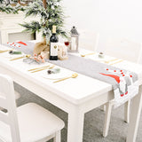 Christmas Gnome Plush Doll Gray Table Runner