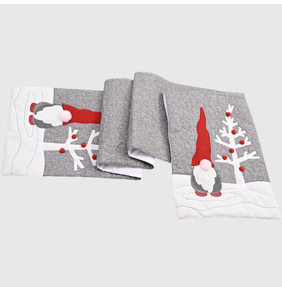 Christmas Gnome Plush Doll Gray Table Runner